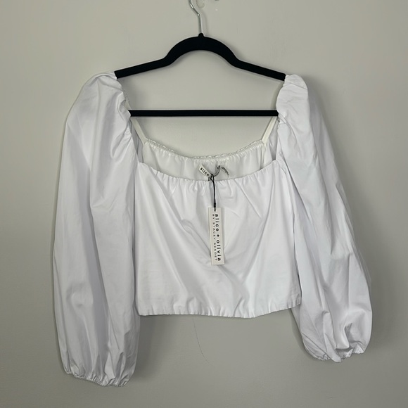 NWT Alice + Olivia Alta Square-Neck Peasant Top - Picture 3 of 7